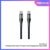 REMAX - RC-C115 C-C IntelyeleC Series Type-C to Type-C Fast Charging Auto Power Off Charging Data Cable (100W) - Blue